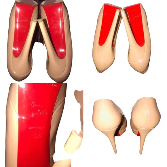 AUTHENTIC CHRISTIAN LOUBOUTIN BIANCA NUDE PATENT PUMPS Size 38.5 - Picture 4 of 7